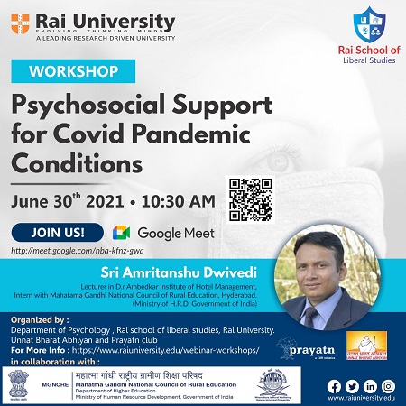 Workshop on Psychosocial Support for Covid Pandemic Conditions on 30<sup>th</sup> June 2021