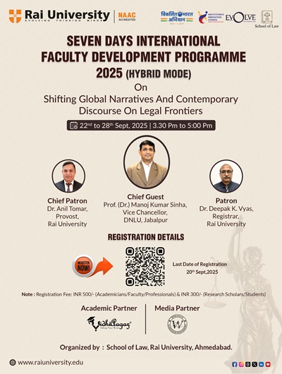 SEVEN DAYS INTERNATIONAL FACULTY DEVELOPMENT PROGRAMME 2025 (HYBRID MODE) on 22 - 28<sup>th</sup> Sep, 2025