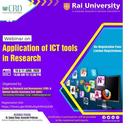 Webinar on Application of ICT Tools in Research on 10-11 June 2020