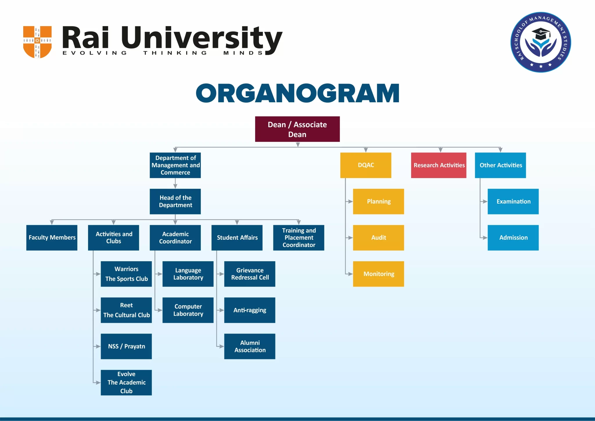 Organizational Chart of Rai School of Management Studies