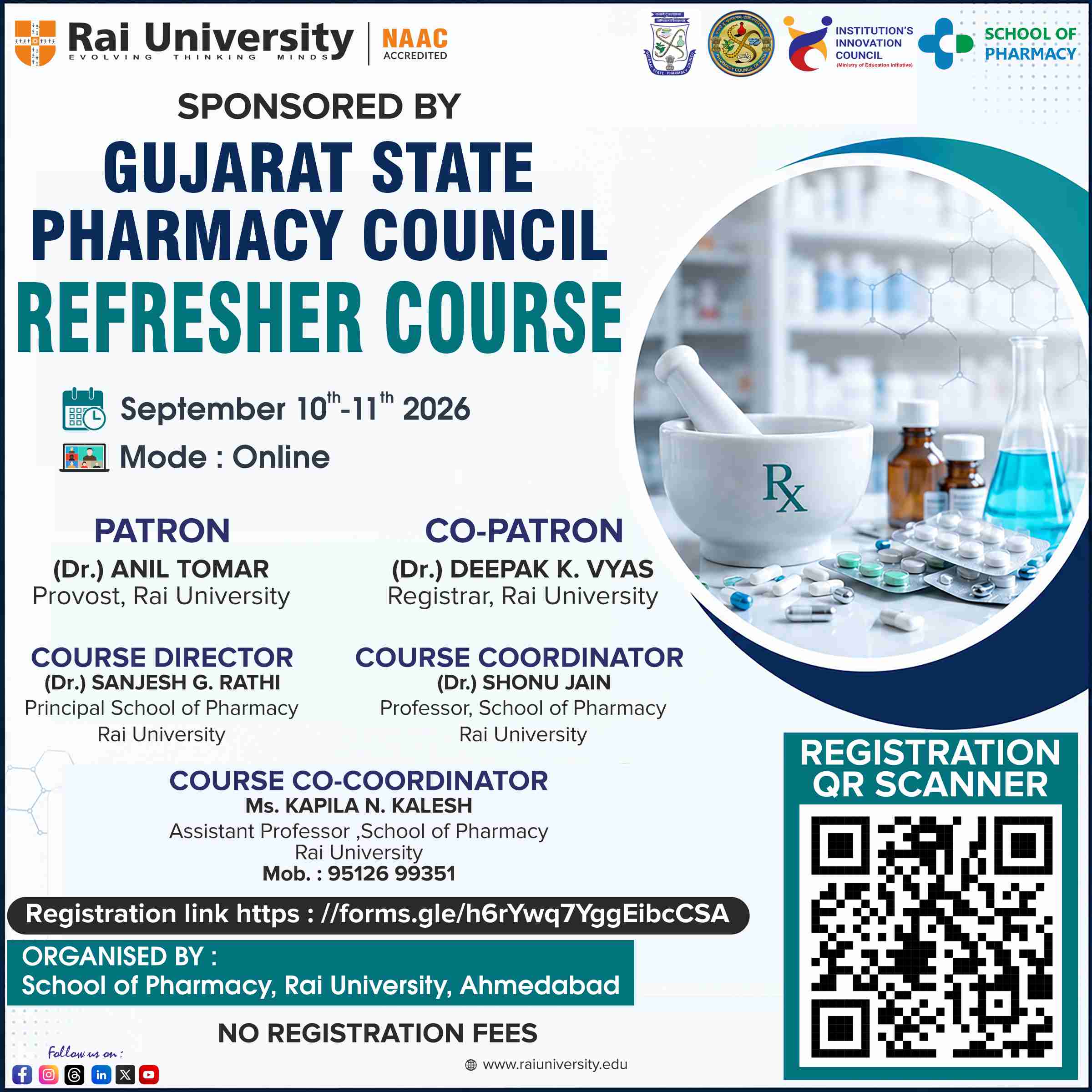 SPONSORED BY GUJARAT STATE PHARMACY COUNCIL REFRESHER COURSE